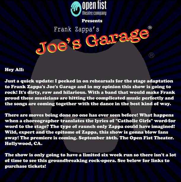 FRANK ZAPPA : "JOE´S GARAGE", 40 AÑOS DE UNA OBRA MAESTRA