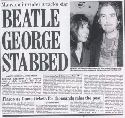 GEORGE HARRISON : CUANDO CASI PERDIÓ LA VIDA POR UN LOCO