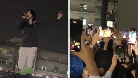 BILLIE EILISH CANTO BAJO LA LLUVIA DE MÉXICO