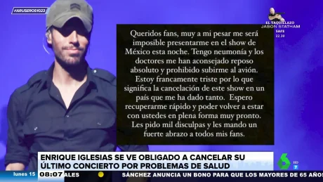 ENRIQUE IGLESIAS SUSPENDE UN CONCIERTO EN MÉXICO POR NEUMONÍA