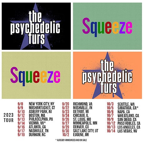 SQUEEZE Y PSYCHEDELIC FURS SALEN JUNTOS DE GIRA POR LOS ESTADOS UNIDOS