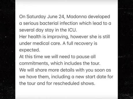 MADONNA, HOSPITALIZADA EN NUEVA YORK POR UNA GRAVE INFECCIÓN , SUSPENDE SU GIRA